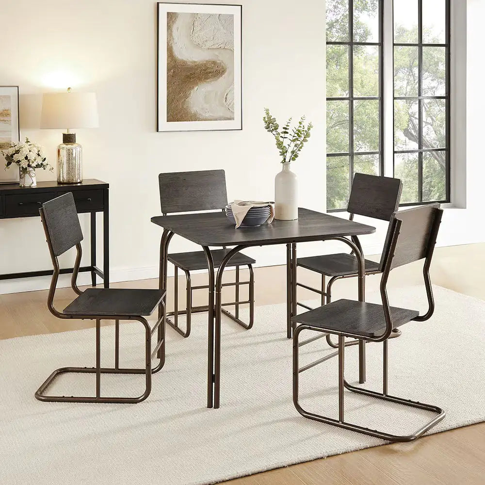 Modern Elegant 4 Chair Wood Table